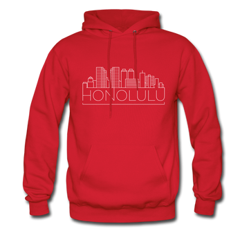 Honolulu, Hawaii Hoodie - Skyline Honolulu Crewneck Hooded Sweatshirt - red