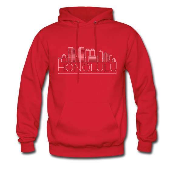 Honolulu, Hawaii Hoodie - Skyline Honolulu Crewneck Hooded Sweatshirt - red