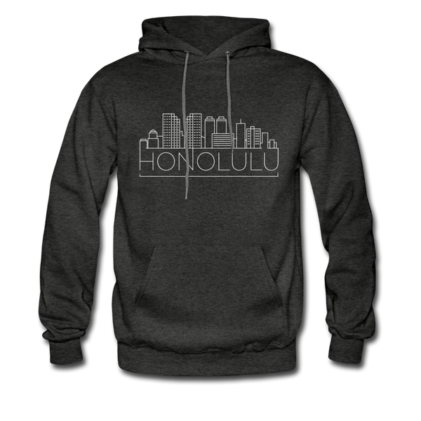 Honolulu, Hawaii Hoodie - Skyline Honolulu Crewneck Hooded Sweatshirt - charcoal gray