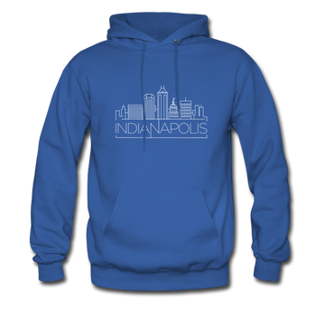 Indianapolis, Indiana Hoodie - Skyline Indianapolis Crewneck Hooded Sweatshirt - royal blue