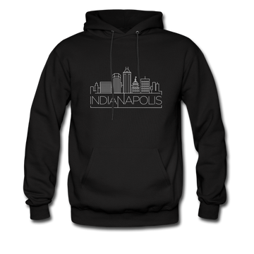 Indianapolis, Indiana Hoodie - Skyline Indianapolis Crewneck Hooded Sweatshirt - black
