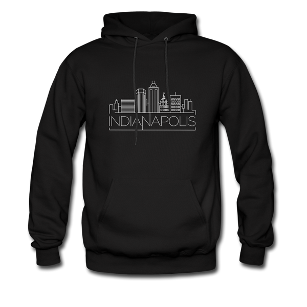 Indianapolis, Indiana Hoodie - Skyline Indianapolis Crewneck Hooded Sweatshirt - black