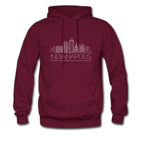 Indianapolis, Indiana Hoodie - Skyline Indianapolis Crewneck Hooded Sweatshirt - burgundy