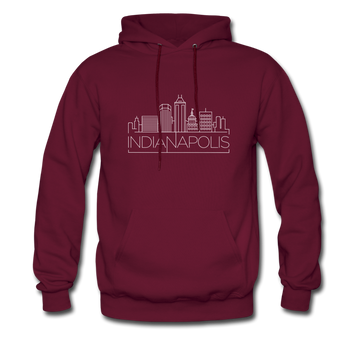 Indianapolis, Indiana Hoodie - Skyline Indianapolis Crewneck Hooded Sweatshirt - burgundy