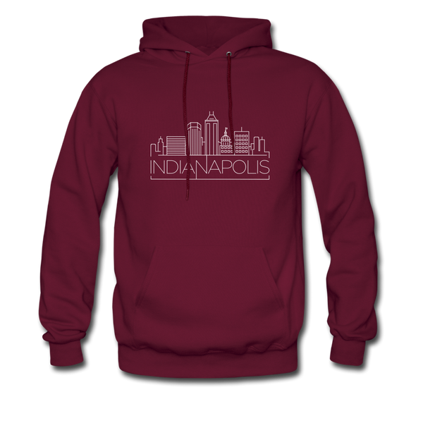 Indianapolis, Indiana Hoodie - Skyline Indianapolis Crewneck Hooded Sweatshirt - burgundy