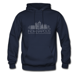 Indianapolis, Indiana Hoodie - Skyline Indianapolis Crewneck Hooded Sweatshirt - navy