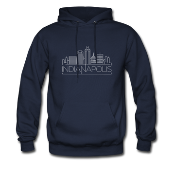 Indianapolis, Indiana Hoodie - Skyline Indianapolis Crewneck Hooded Sweatshirt - navy