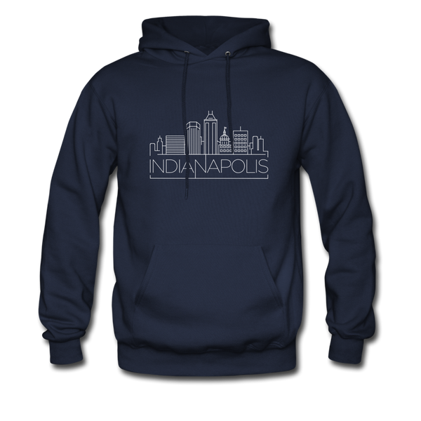 Indianapolis, Indiana Hoodie - Skyline Indianapolis Crewneck Hooded Sweatshirt - navy