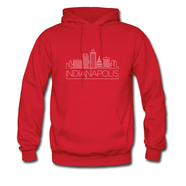 Indianapolis, Indiana Hoodie - Skyline Indianapolis Crewneck Hooded Sweatshirt - red