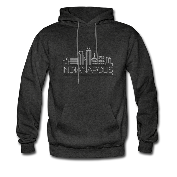 Indianapolis, Indiana Hoodie - Skyline Indianapolis Crewneck Hooded Sweatshirt - charcoal gray