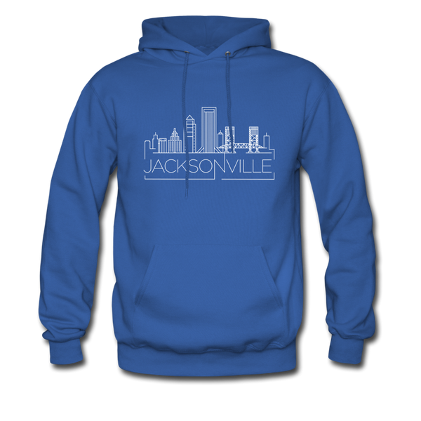 Jacksonville, Florida Hoodie - Skyline Jacksonville Crewneck Hooded Sweatshirt - royal blue