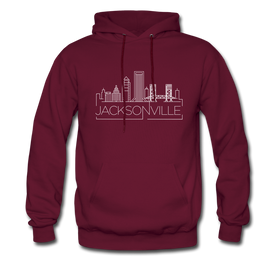 Jacksonville, Florida Hoodie - Skyline Jacksonville Crewneck Hooded Sweatshirt - burgundy