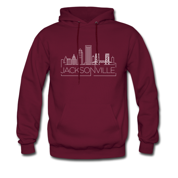 Jacksonville, Florida Hoodie - Skyline Jacksonville Crewneck Hooded Sweatshirt - burgundy