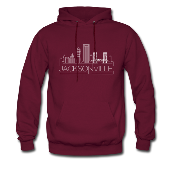 Jacksonville, Florida Hoodie - Skyline Jacksonville Crewneck Hooded Sweatshirt - burgundy