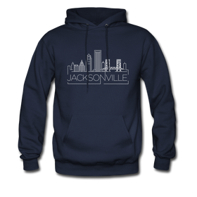 Jacksonville, Florida Hoodie - Skyline Jacksonville Crewneck Hooded Sweatshirt - navy