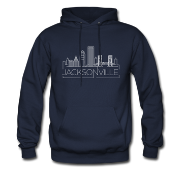 Jacksonville, Florida Hoodie - Skyline Jacksonville Crewneck Hooded Sweatshirt - navy