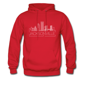 Jacksonville, Florida Hoodie - Skyline Jacksonville Crewneck Hooded Sweatshirt - red