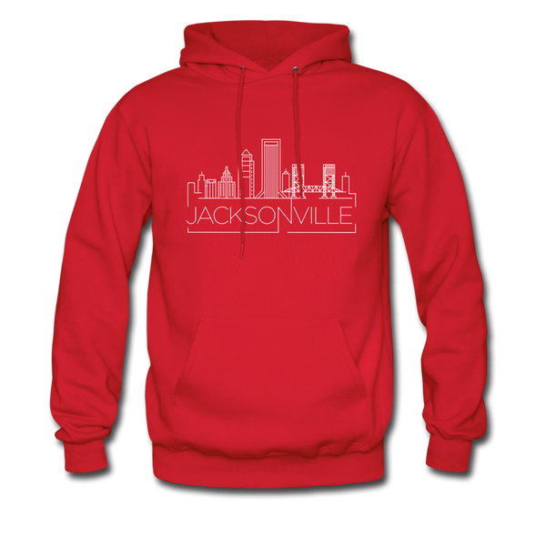 Jacksonville, Florida Hoodie - Skyline Jacksonville Crewneck Hooded Sweatshirt - red