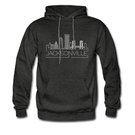 Jacksonville, Florida Hoodie - Skyline Jacksonville Crewneck Hooded Sweatshirt - charcoal gray