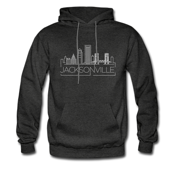 Jacksonville, Florida Hoodie - Skyline Jacksonville Crewneck Hooded Sweatshirt - charcoal gray