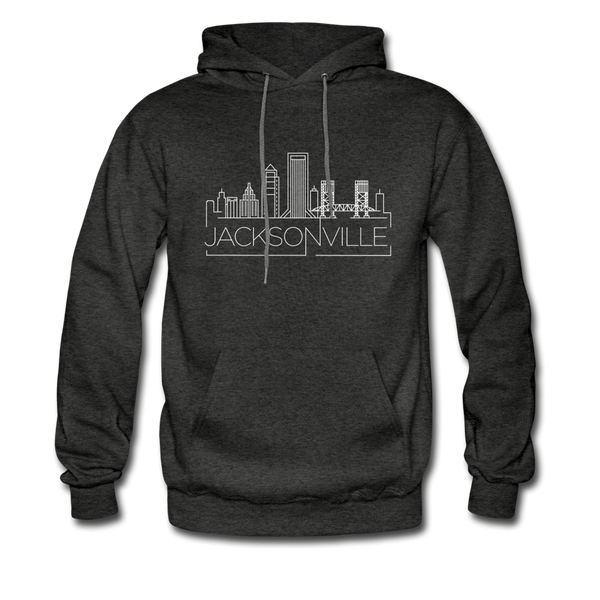 Jacksonville, Florida Hoodie - Skyline Jacksonville Crewneck Hooded Sweatshirt - charcoal gray