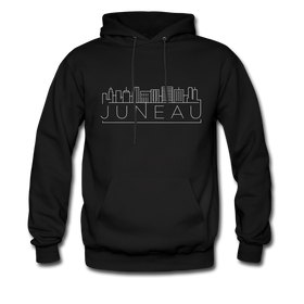 Juneau, Alaska Hoodie - Skyline Juneau Crewneck Hooded Sweatshirt - black