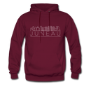 Juneau, Alaska Hoodie - Skyline Juneau Crewneck Hooded Sweatshirt - burgundy