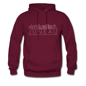 Juneau, Alaska Hoodie - Skyline Juneau Crewneck Hooded Sweatshirt - burgundy