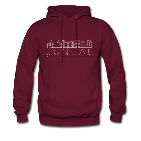 Juneau, Alaska Hoodie - Skyline Juneau Crewneck Hooded Sweatshirt - burgundy