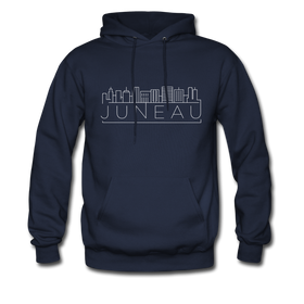 Juneau, Alaska Hoodie - Skyline Juneau Crewneck Hooded Sweatshirt - navy