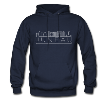 Juneau, Alaska Hoodie - Skyline Juneau Crewneck Hooded Sweatshirt - navy