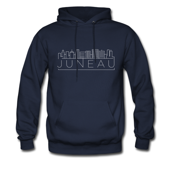 Juneau, Alaska Hoodie - Skyline Juneau Crewneck Hooded Sweatshirt - navy