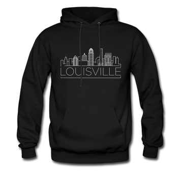Louisville, Kentucky Hoodie - Skyline Louisville Crewneck Hooded Sweatshirt - black