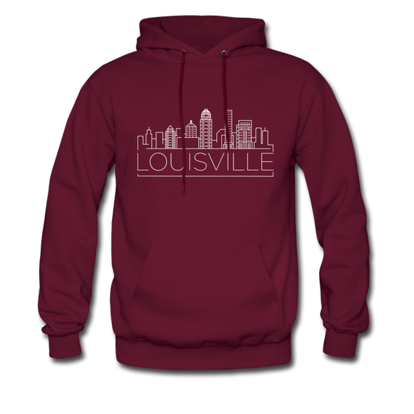 Louisville, Kentucky Hoodie - Skyline Louisville Crewneck Hooded Sweatshirt - burgundy