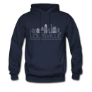 Louisville, Kentucky Hoodie - Skyline Louisville Crewneck Hooded Sweatshirt - navy