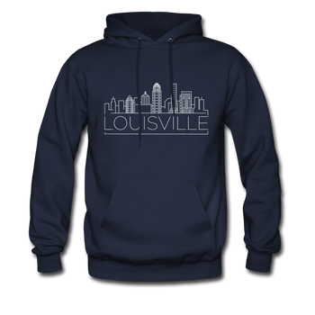 Louisville, Kentucky Hoodie - Skyline Louisville Crewneck Hooded Sweatshirt - navy
