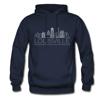 Louisville, Kentucky Hoodie - Skyline Louisville Crewneck Hooded Sweatshirt - navy