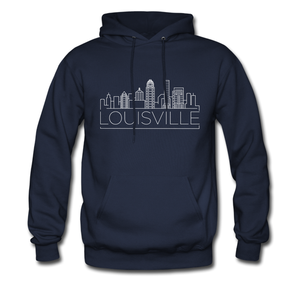 Louisville, Kentucky Hoodie - Skyline Louisville Crewneck Hooded Sweatshirt - navy