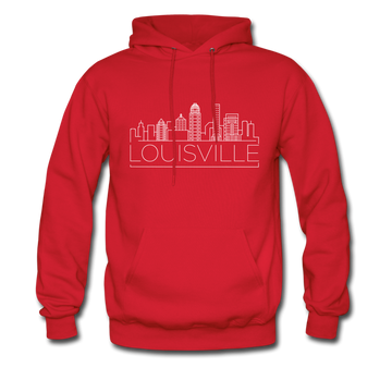 Louisville, Kentucky Hoodie - Skyline Louisville Crewneck Hooded Sweatshirt - red