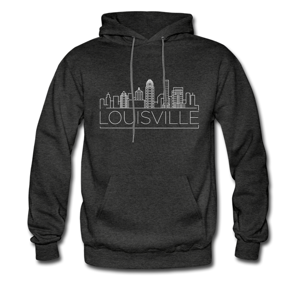 Louisville, Kentucky Hoodie - Skyline Louisville Crewneck Hooded Sweatshirt - charcoal gray
