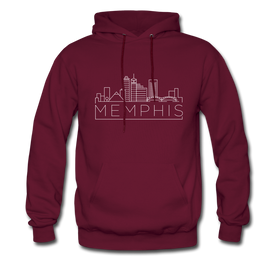 Memphis, Tennessee Hoodie - Skyline Memphis Crewneck Hooded Sweatshirt - burgundy