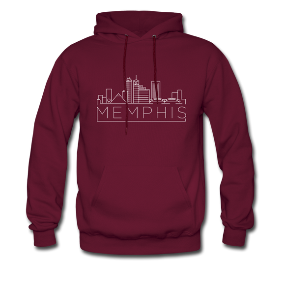 Memphis, Tennessee Hoodie - Skyline Memphis Crewneck Hooded Sweatshirt - burgundy