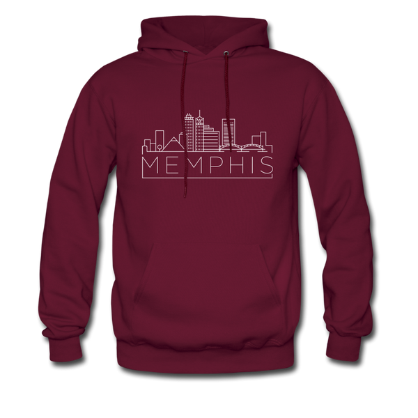Memphis, Tennessee Hoodie - Skyline Memphis Crewneck Hooded Sweatshirt - burgundy