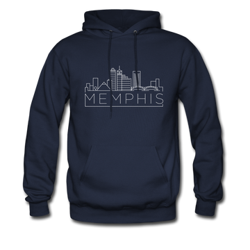 Memphis, Tennessee Hoodie - Skyline Memphis Crewneck Hooded Sweatshirt - navy
