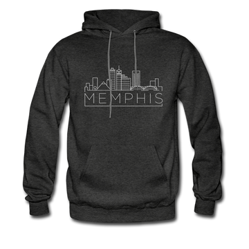 Memphis, Tennessee Hoodie - Skyline Memphis Crewneck Hooded Sweatshirt - charcoal gray