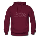 Las Vegas, Nevada Hoodie - Skyline Las Vegas Crewneck Hooded Sweatshirt - burgundy