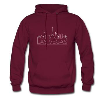 Las Vegas, Nevada Hoodie - Skyline Las Vegas Crewneck Hooded Sweatshirt - burgundy