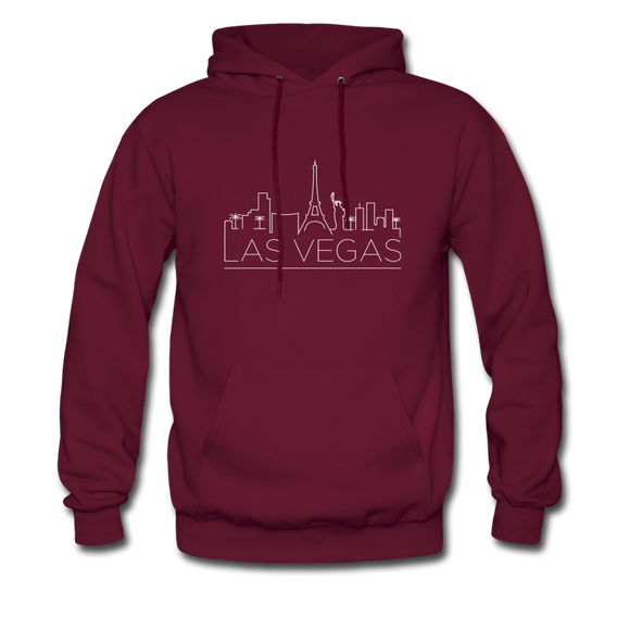 Las Vegas, Nevada Hoodie - Skyline Las Vegas Crewneck Hooded Sweatshirt - burgundy