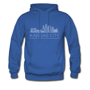 Kansas City, Missouri Hoodie - Skyline Kansas City Crewneck Hooded Sweatshirt - royal blue