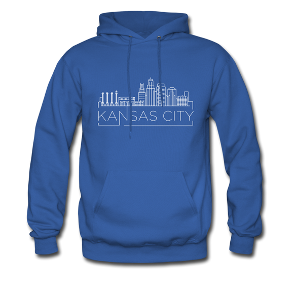 Kansas City, Missouri Hoodie - Skyline Kansas City Crewneck Hooded Sweatshirt - royal blue